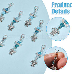 60 colgante de ángel de aleación y vidrio estilo tibetano con forma de tortuga.&nbsp;HJEW-CA00067