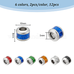 12 Stück 6 Farben 304 Edelstahl European Beads&nbsp;STAS-UN0059-68