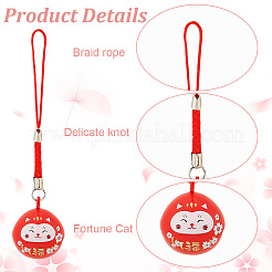 4 stücke 4 farben japanischen stil messing glück katze anhänger dekoration&nbsp;HJEW-GO0001-10