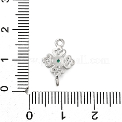 Breloques connecteurs en forme de trèfle en laiton et zircone cubique verte&nbsp;KK-Q048-12P
