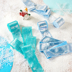 Ozean/Winter Thema 3 Rolle 3 Farben Polyester ausgefranstes Band&nbsp;DIY-TA0011-47A