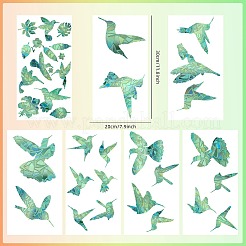 7 stücke 2 arten pvc aufkleber schillernde farbe fenster aufkleber 3d laser kolibri elektrostatische glas fenster aufkleber&nbsp;JX828A