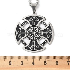 201 Edelstahl schwarz Emaille Viking Kont Kreuz Anhänger Halsketten&nbsp;NJEW-H065-12P