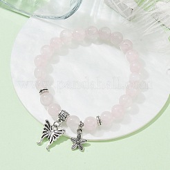 Natürliche runde Perlen-Stretch-Armbänder aus Rosenquarz&nbsp;BJEW-JB09899-02