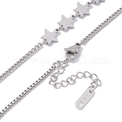 Collier avec pendentif en forme de cœur et d'étoile en acier inoxydable 304 anti-ternissement pour femme&nbsp;NJEW-F298-12P