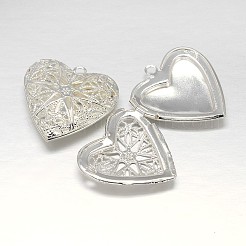 Filigrane Herzen Gestellware Messing Foto Locket Anhänger&nbsp;KK-N0096-24S-LF
