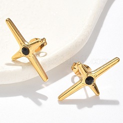 Boucles d'oreilles à tige en acier inoxydable 304 avec croix&nbsp;EJEW-F361-07G