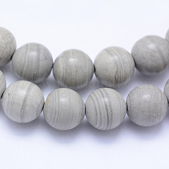 Natürliche Silber Linie Jaspis Perlen Stränge&nbsp;G-F531-8mm-O