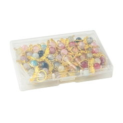 40 Stück 8 Farben goldene Glasanhänger aus Legierung&nbsp;PALLOY-FS00025