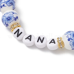 Bracelets extensibles en perles de porcelaine imprimées de fleurs&nbsp;BJEW-JB13265