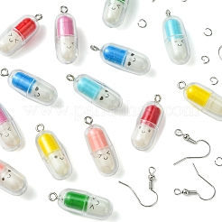 DIY-Set zur Herstellung von durchsichtigen Pillenkapseln aus Kunststoff und baumelnden Ohrringen aus Messing&nbsp;DIY-FS0007-13
