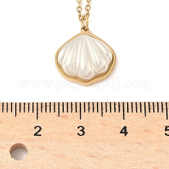 Sommer 304 Edelstahl & weiße Acryl Anhänger doppellagige Halsketten für Frauen&nbsp;NJEW-U044-02A-G