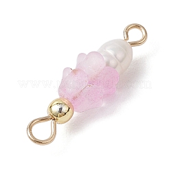 Ciondoli connettore in acrilico e perle d'acqua dolce coltivate naturali con fiori smerigliati&nbsp;PALLOY-JF03590-04