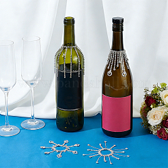 4 breloque pour verre à vin en fer et verre ornée de strass&nbsp;HJEW-OC00394