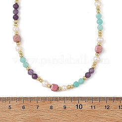 Collares de cuentas de piedras preciosas y perlas cultivadas naturales de agua dulce para mujer&nbsp;NJEW-JN06518-02
