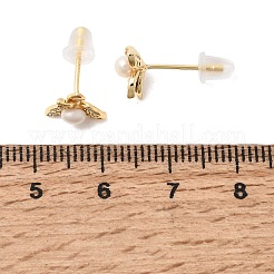 Pendientes de tuerca de circonio cúbico con micro pave de latón&nbsp;AJEW-H158-03G