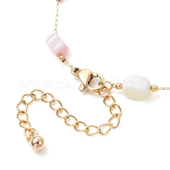 Herstellung von Armbändern aus gefärbten Nuggets aus natürlicher Muschel und Gliederkette aus Edelstahl 304&nbsp;AJEW-JB01384