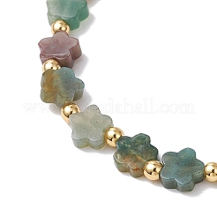 Braccialetti elastici in perline di agata indiana naturale per le donne&nbsp;BJEW-JB11768-01