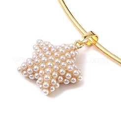 Collana con ciondolo in ottone con perla imitazione abs&nbsp;BJEW-Q350-05B-G