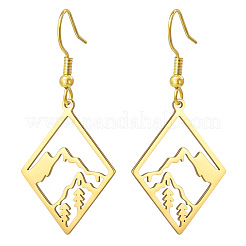 Pendientes colgantes de rombo de acero inoxidable 304 para mujer&nbsp;WG7AA0F-02