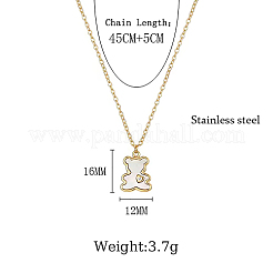 Colliers avec pendentif ours en strass en acier inoxydable 304&nbsp;FX8982-1