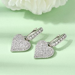 Boucles d'oreilles créoles pendantes en laiton serties de micro-pavés de zirconiums cubiques&nbsp;EJEW-G471-15P-01