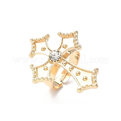Anelli regolabili in lega con strass per le donne&nbsp;RJEW-V004-06KCG