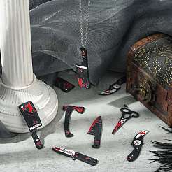 12pcs 6 Arten undurchsichtiger Harz-Halloween-Horror-Goth-Anhänger&nbsp;RESI-CJ0002-90