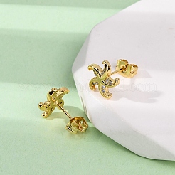 Boucles d'oreilles en laiton zircon cubique micro pavé clair&nbsp;EJEW-D328-04G-04