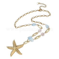 Colliers à pendentif étoile de mer en acier inoxydable 304&nbsp;NJEW-JN06670-01