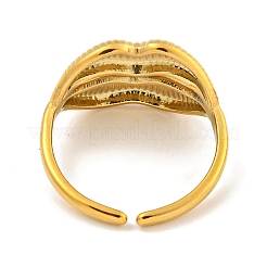 Bague ouverte à lèvres en acier inoxydable 304 avec placage ionique (IP) pour femme&nbsp;RJEW-A043-20G
