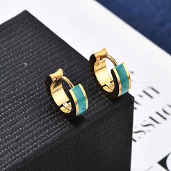 Boucles d'oreilles créoles en acier inoxydable 304 avec placage ionique (IP) et émail&nbsp;EJEW-P300-03G