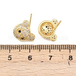 Latón micro pave aretes de circonita cúbica transparente&nbsp;EJEW-F400-26B-G