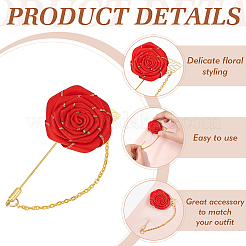 4 Uds. Broches de solapa de poliéster rosa de 4 colores para hombres&nbsp;JEWB-FG0001-20