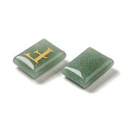 26 rettangolo curativo con avventurina verde naturale con decorazioni per display con lettere a~z&nbsp;G-K335-07F