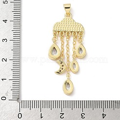 Pendentifs en laiton micro pavé de zircones cubiques transparentes avec coquillages naturels&nbsp;KK-L239-051G-02