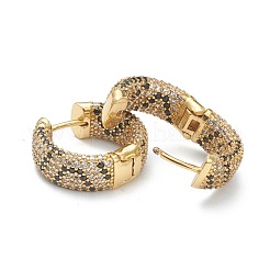 Orecchini a cerchio huggie in zirconi cubici micro pavè di ottone&nbsp;EJEW-A058-05G