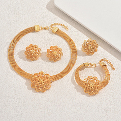 Legierung hohle Blume Armbänder & Ohrringe & Halsketten & Ringe Sets für Frauen&nbsp;AI6728