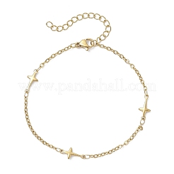 Pulseras de eslabones cruzados de acero inoxidable 304 para mujer&nbsp;BJEW-JB12360-02