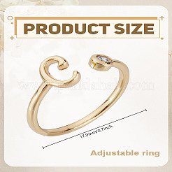 1 anillo abierto de latón con micro pavé de circonita cúbica transparente para mujer&nbsp;RJEW-LP0002-37C