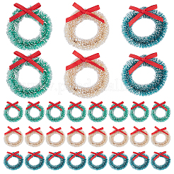 30 couronne de Noël à suspendre en polyester et sisal de chanvre&nbsp;HJEW-WR0001-22A