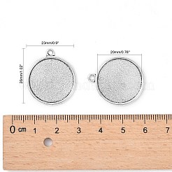 Supports de pendentif de cabochon rond plat d'argent antique de style tibétain&nbsp;TIBEP-M022-45AS