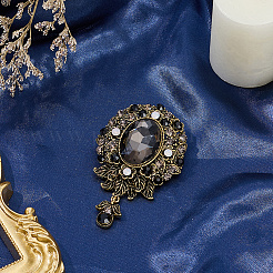 1 broche de aleación retro con forma de lágrima y rhinestone para mujer.&nbsp;JEWB-SP0001-17A