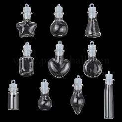 20 pz 10 stili di pendenti per bottiglie dei desideri in vetro trasparente&nbsp;GLAA-FS0002-19