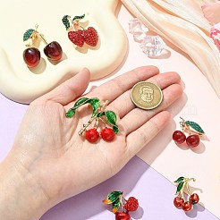 6 Stück 6 Stile 3D-Kirschbrosche aus Kunstharz mit Strass&nbsp;JEWB-CJ0001-32