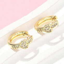 Orecchini a cerchio in ottone con micro pavé di zirconi chiari a cuore&nbsp;EJEW-Z102-31G