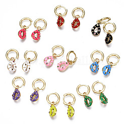 Latón micro pavimenta circonio cúbico pendientes de aro huggie&nbsp;EJEW-T014-39G-NF