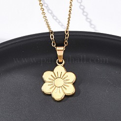 Collane con ciondolo a forma di fiore in acciaio inossidabile 304&nbsp;NJEW-H059-30D-G