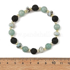 Bracelets extensibles en perles de larimar naturel et pierres naturelles mélangées rondes&nbsp;BJEW-JB14433