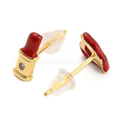 Orecchini asimmetrici con labbra e rossetto con zirconi trasparenti&nbsp;KK-K272-06G